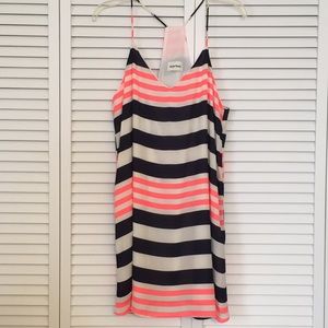 Hot pink and blue striped dress